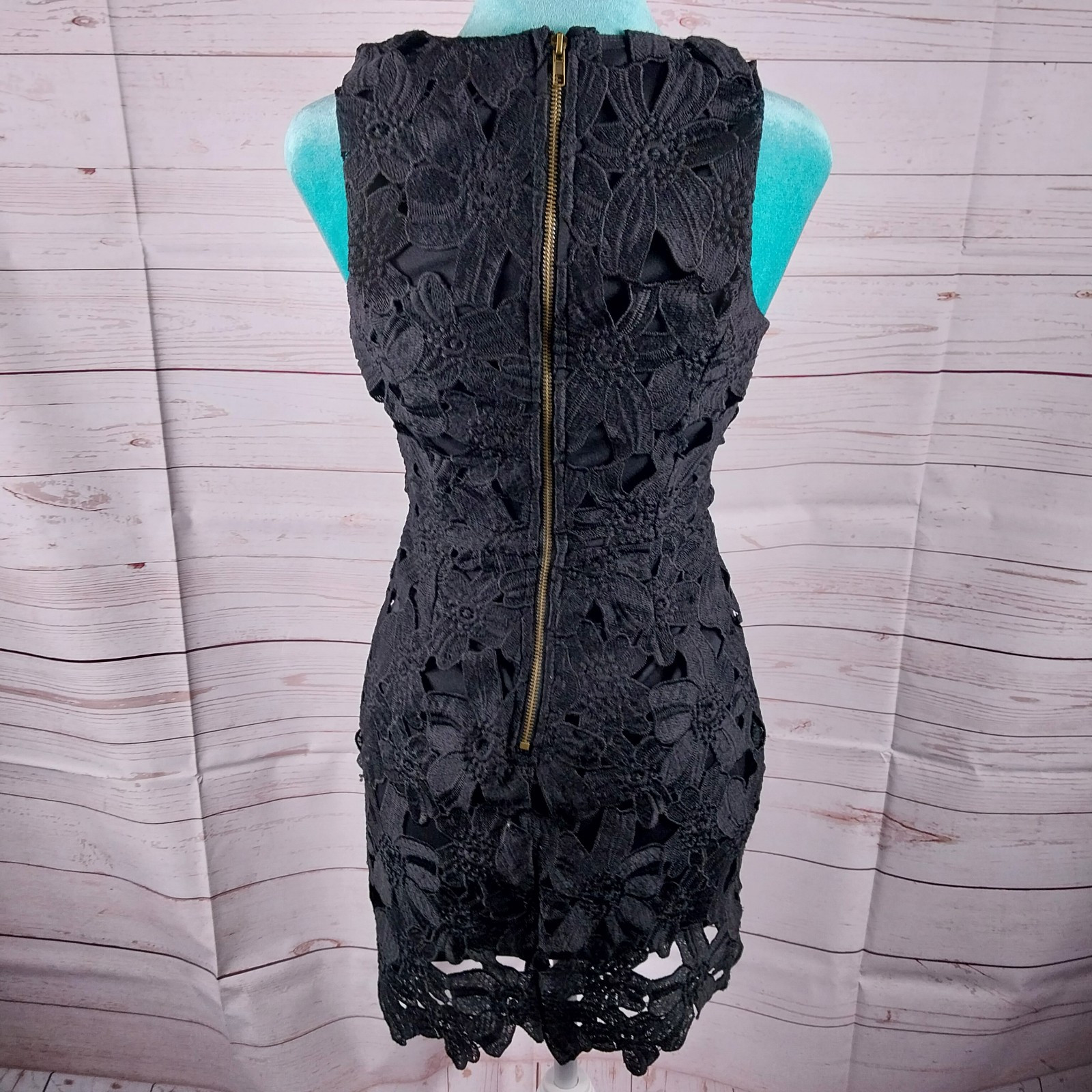 ASTR The Label Black Mini Length Dress Womens Size XS Floral Embroidered Layer