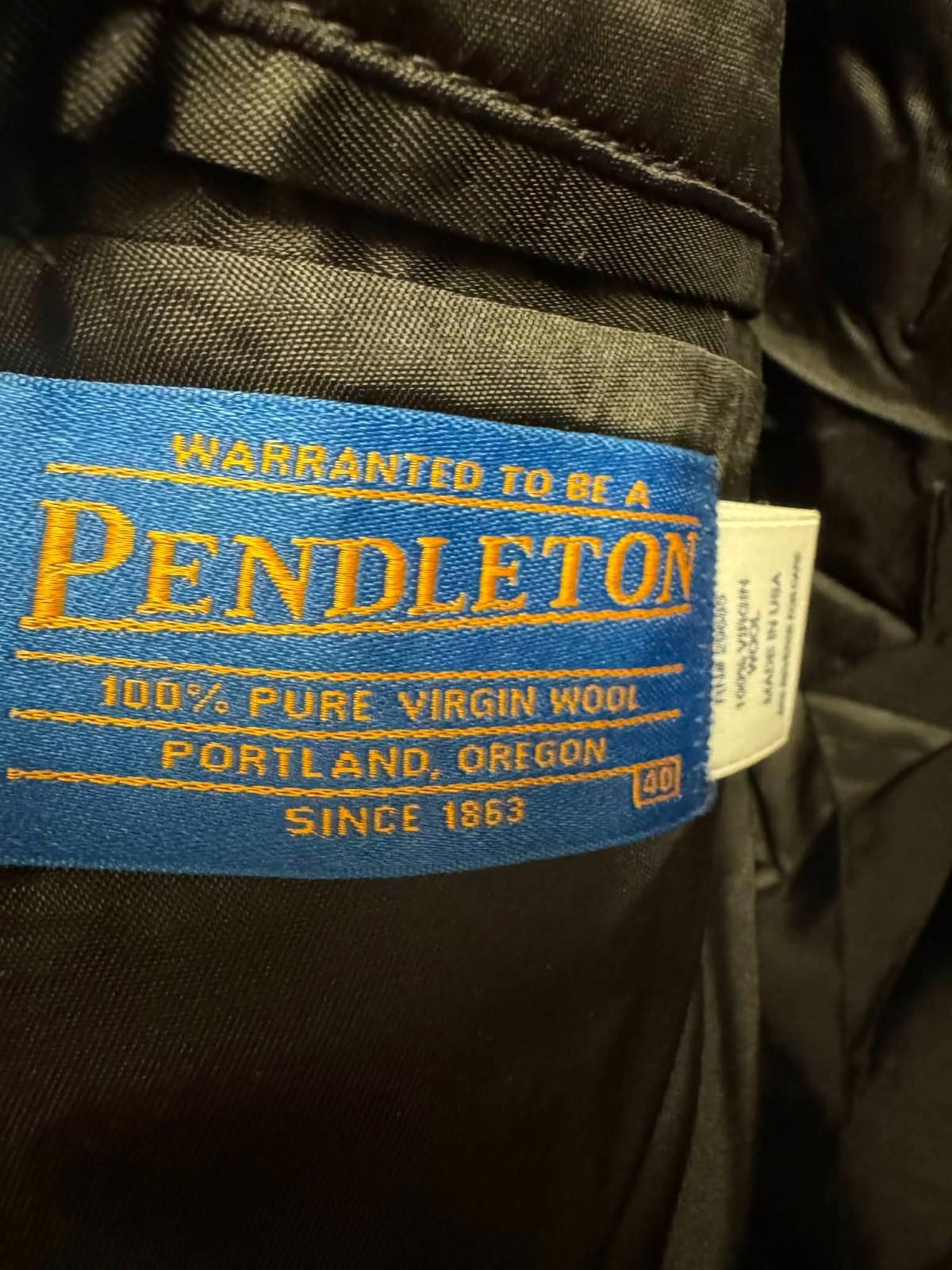 Vintage Pendleton Blazer Mens 40 Gray Wool Herringbone Elbow Patch Coat Jacket