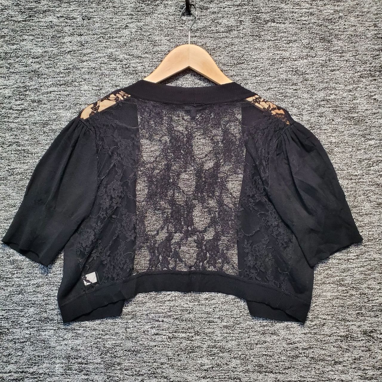 Torrid Shrug Cardigan Womens 2X Black Lace Back Cropped Open Front Short Sleeve