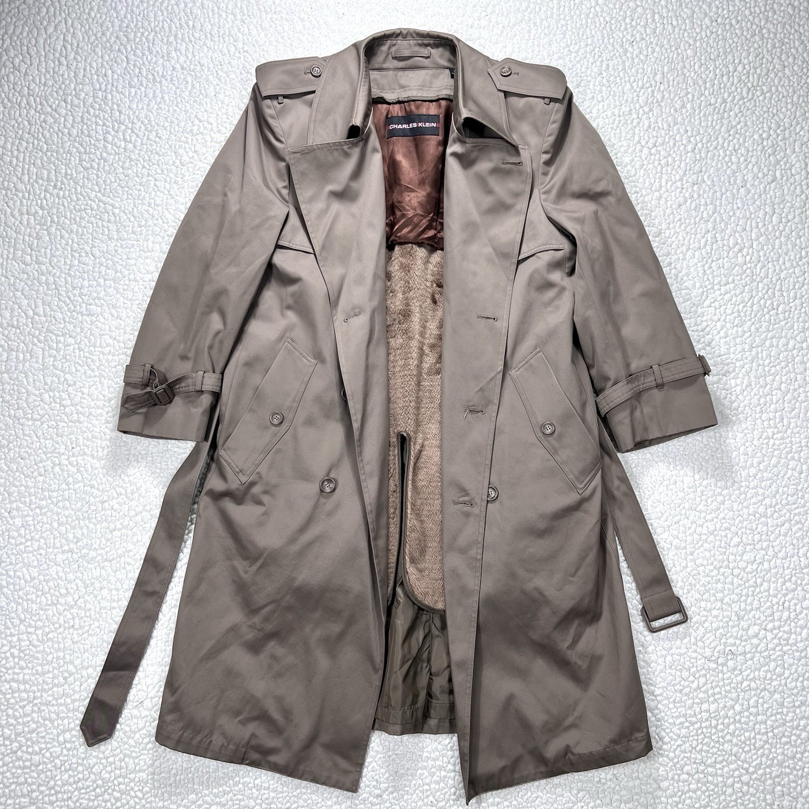 Charles Klein Trench Coat Men’s 36 S Belted Lined Classic Old Money Timeless