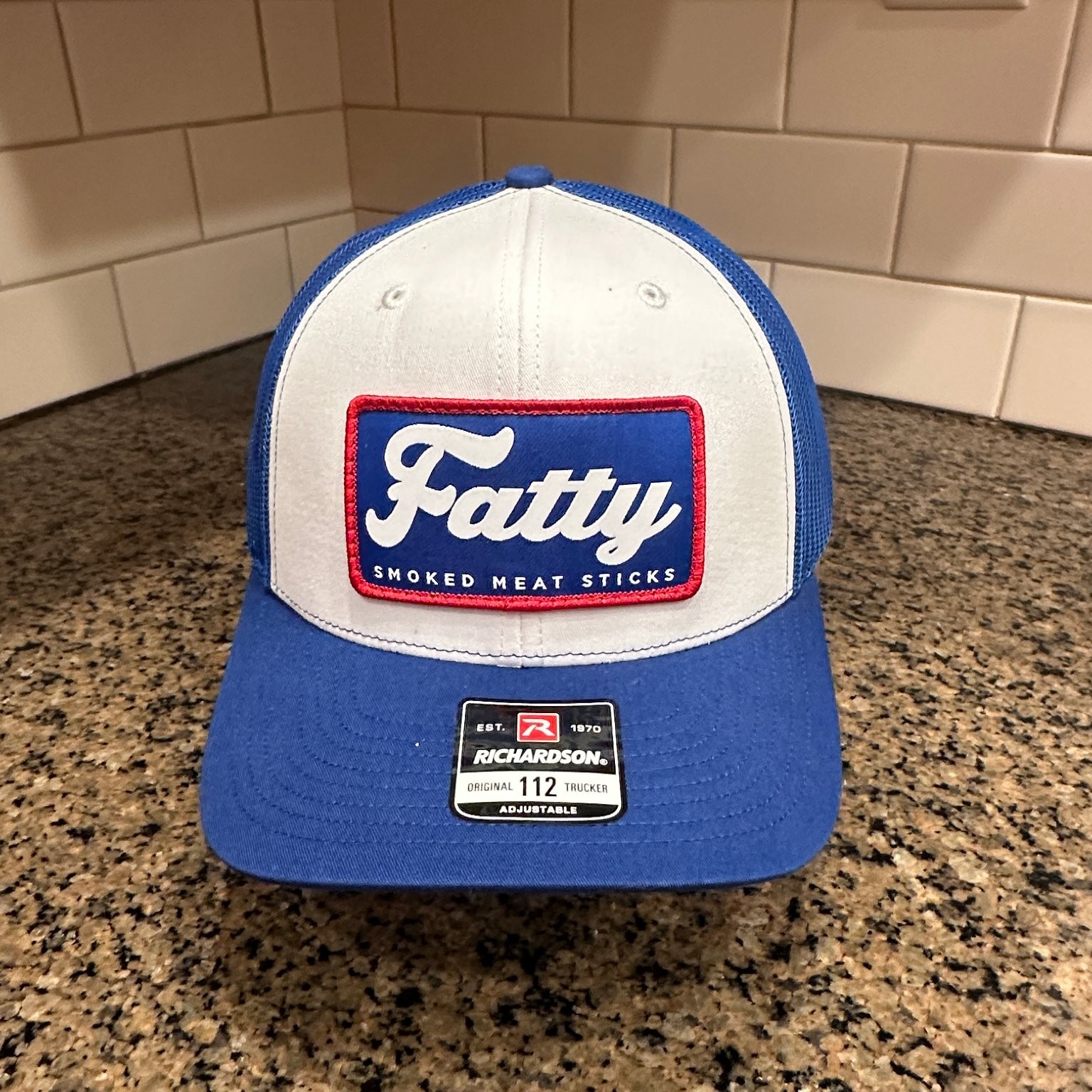 Fatty Meat Sticks Richardson 112 Trucker Hat Snapback Royal Blue White New