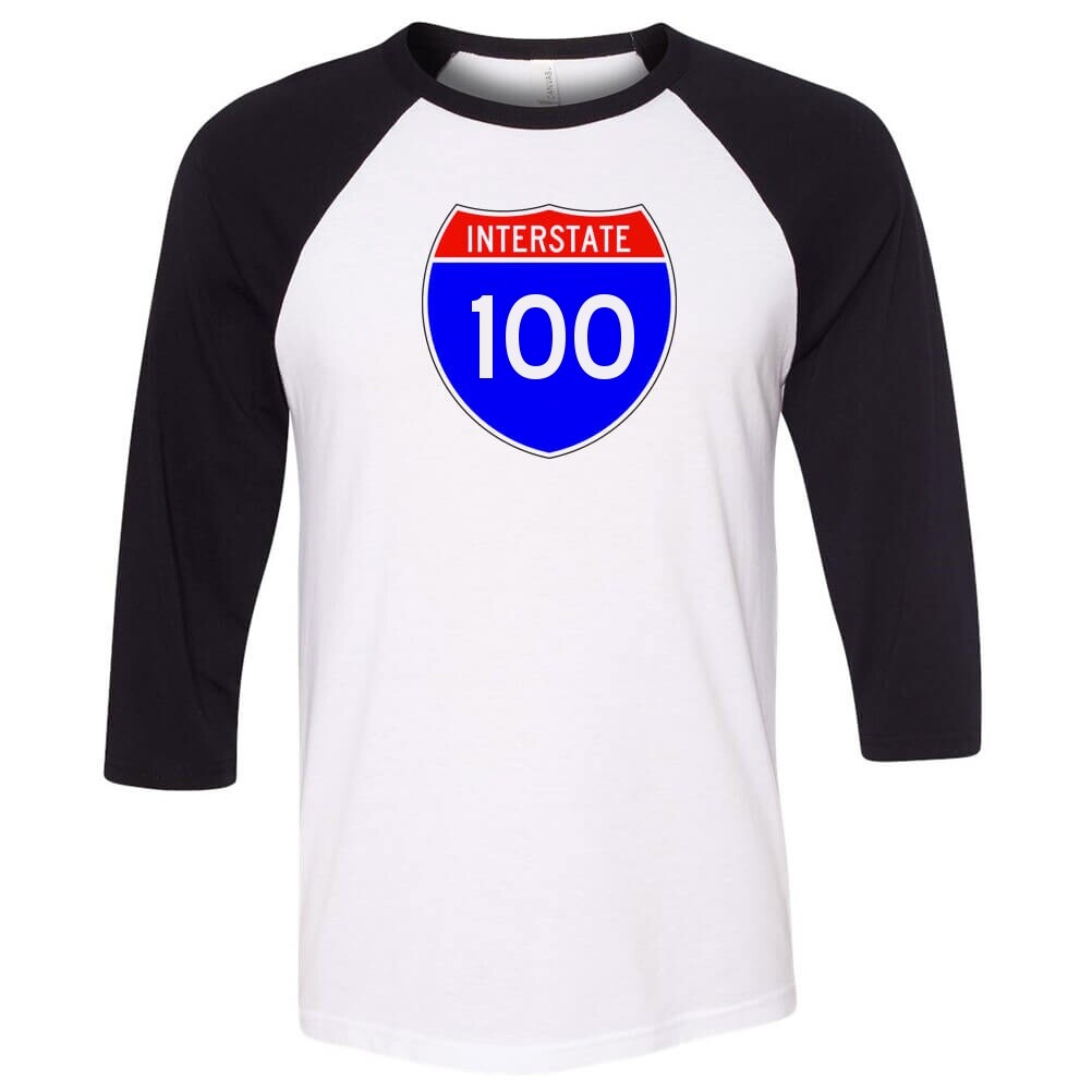 Custom Interstate Sign Shirt Personalized Highway Sign Baseball Raglan Tee