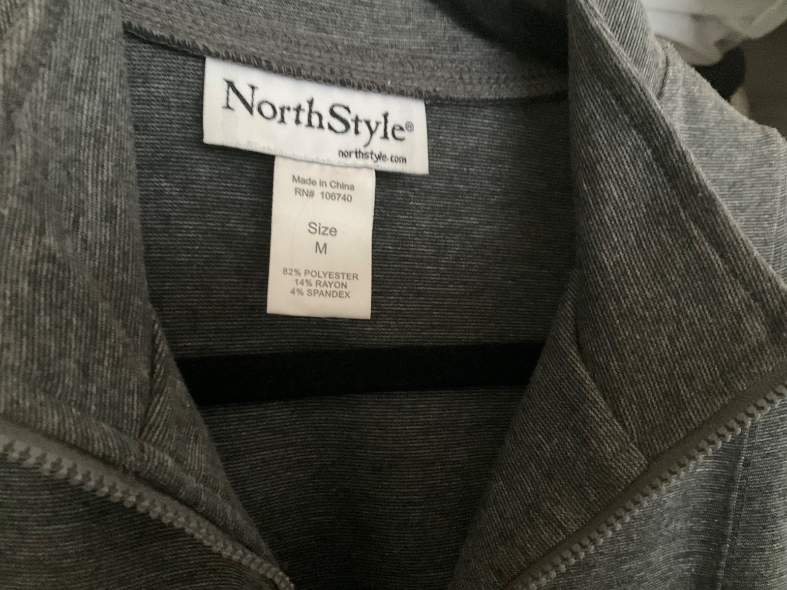 NorthStyle Ponte Knit Tunic Quarter Zip 3/4 Sleeves Princess Seams Gray Size M