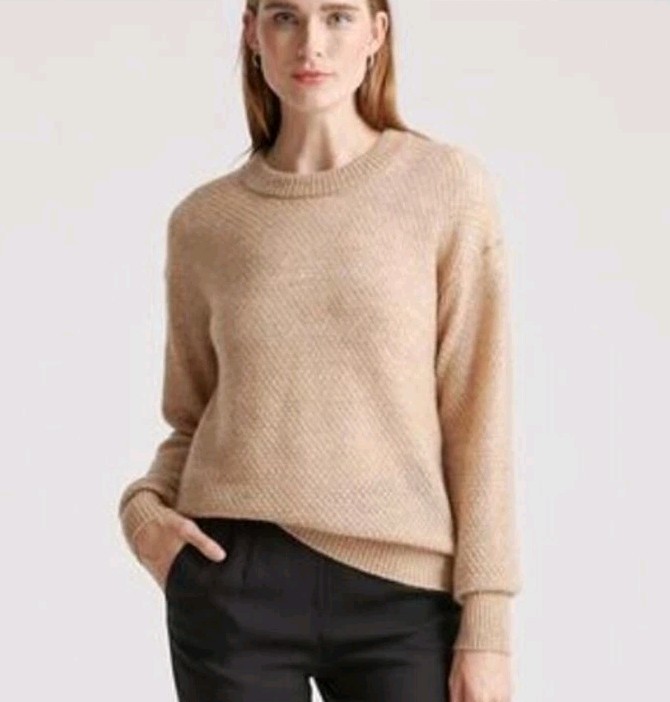 Quince Wool Alpaca Crewneck Sweater Small Tan