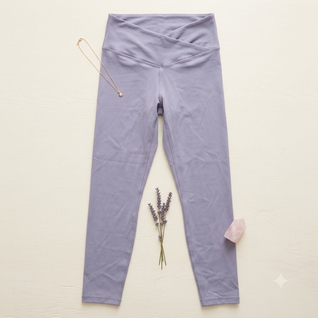 Unbranded Gray V-Crossover Waistband Leggings Yoga Athletic Pants