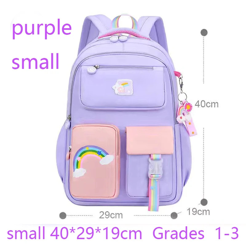 High Class Girls Backpack Macaron Color Block Rainbow Zipper Teen School Bag