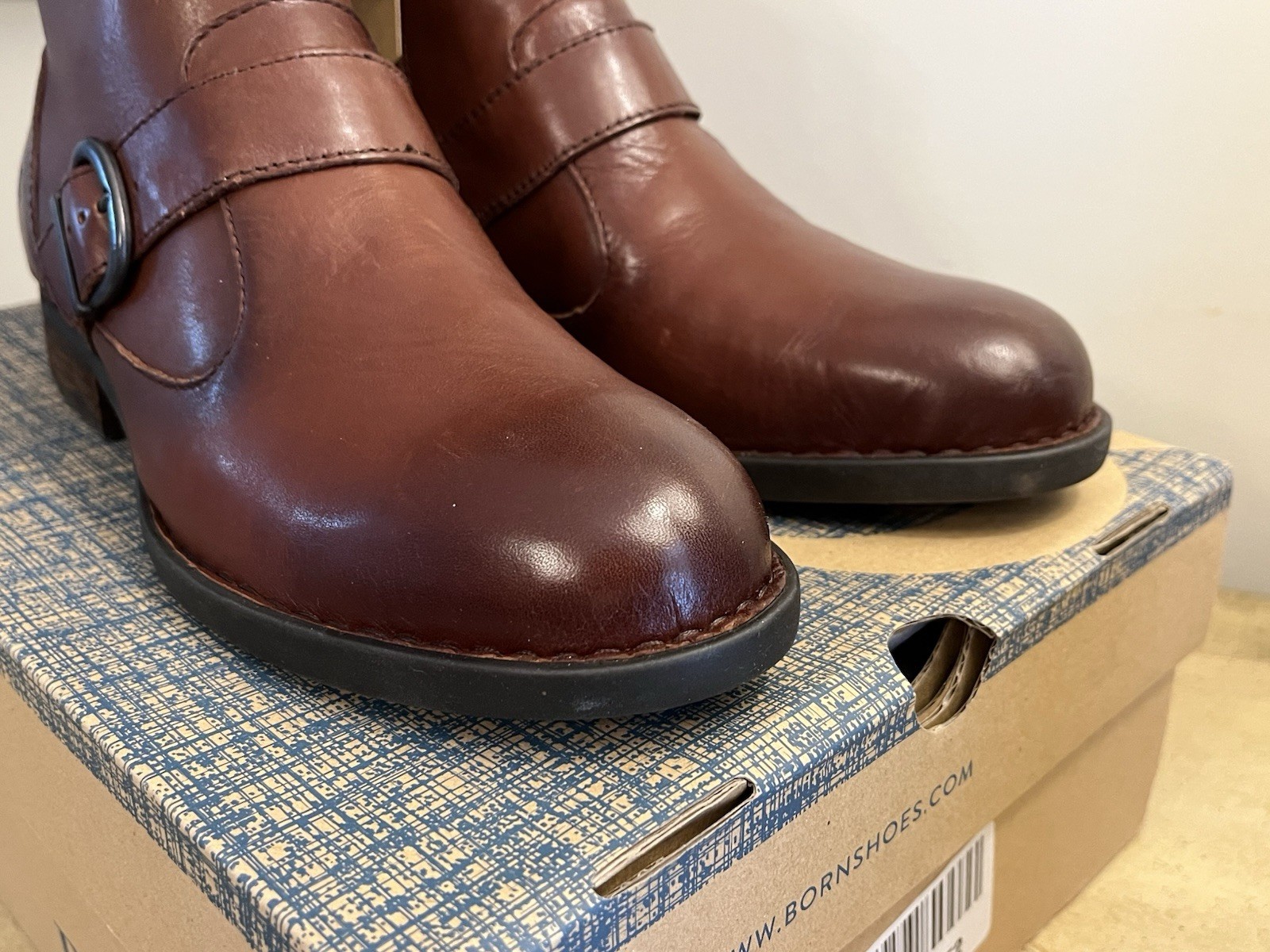 Born Boots Woman’s 9.5M Regis Ankle Bootie Cognac Brown Leather Moto Western NWT