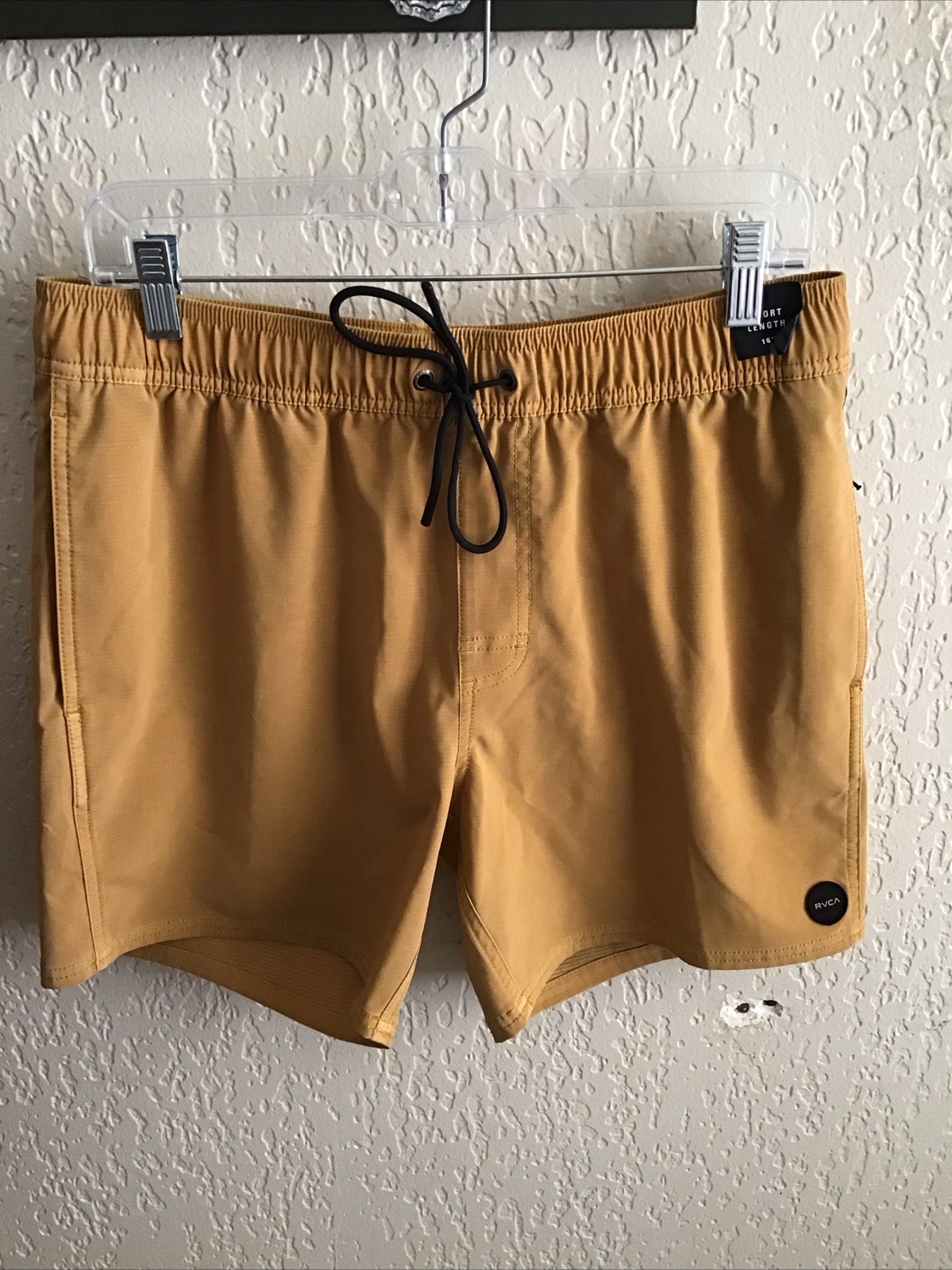 RVCA Size Medium Men’s Board Shorts 16” Long Old Gold Color New UM