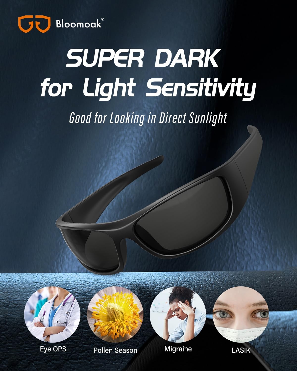 Black Polarized Sunglasses Super Dark CAT 4 UV400 – Wrap Around Sport – Ideal