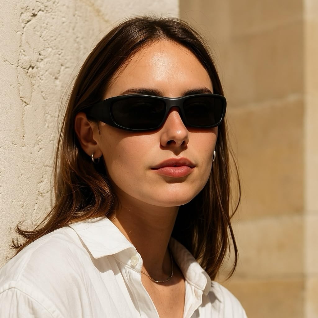 Black Polarized Sunglasses Super Dark CAT 4 UV400 – Wrap Around Sport – Ideal