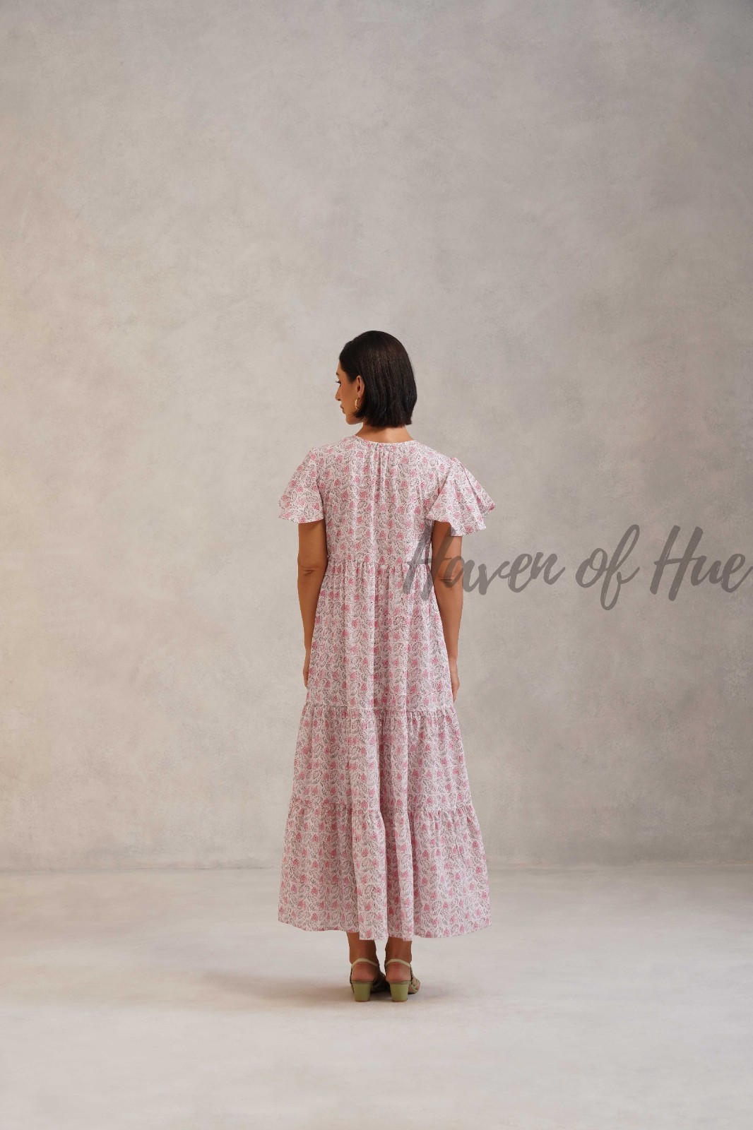Designer Cotton Hand Block Print Midi Dress, Summer Dress, Hand Block Dress