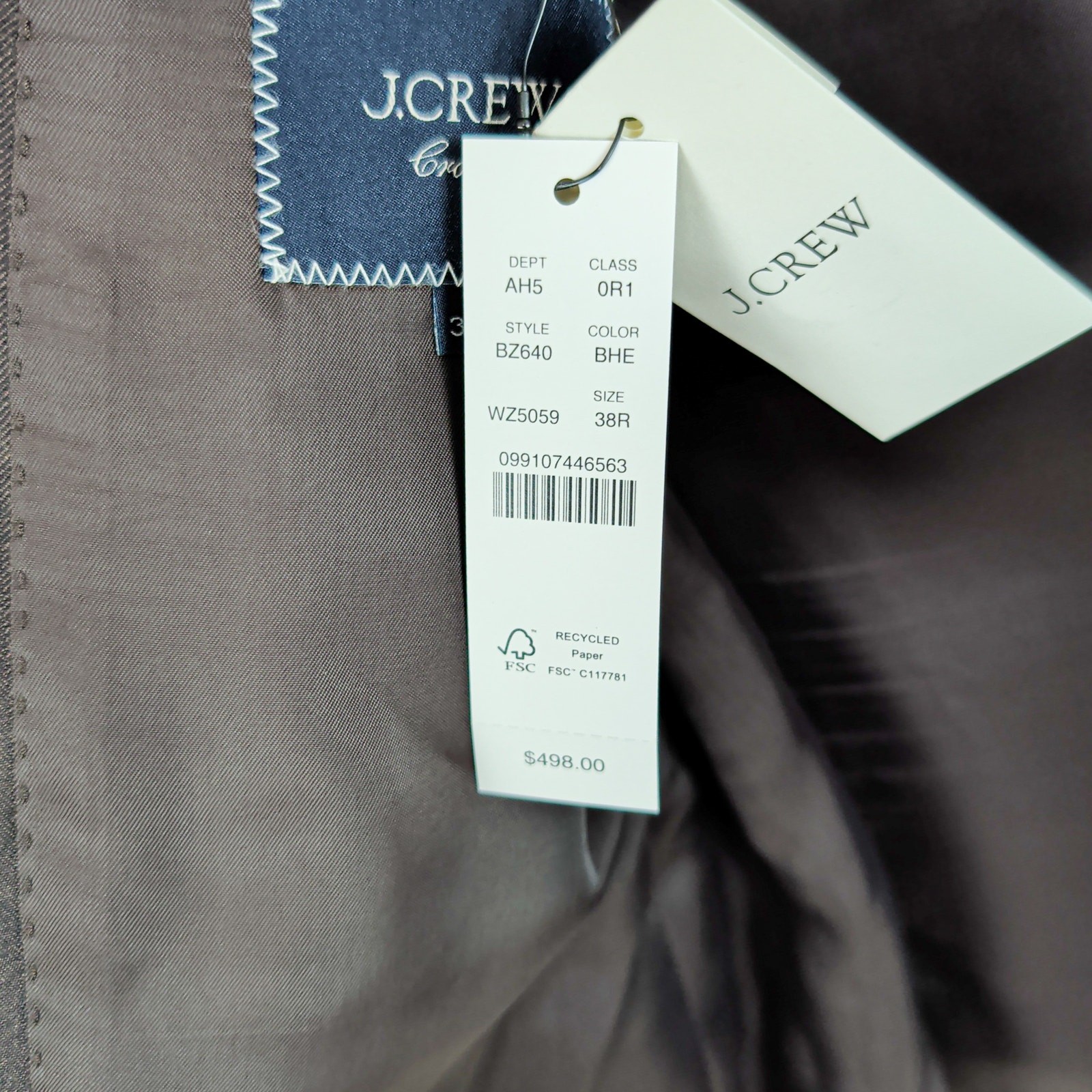 J.Crew Crosby Classic fit Suit Jacket Italy Wool herringbone 38R NWT $498