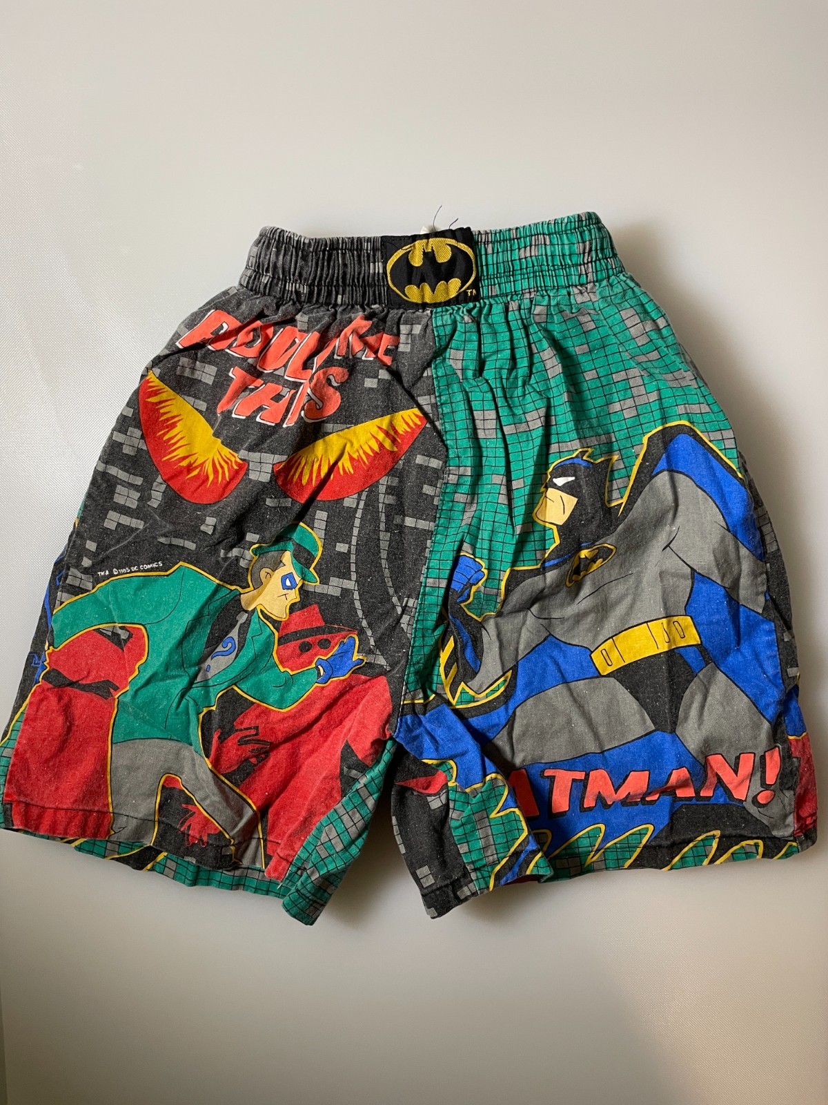 Vintage Batman Youth Small 8 Swim Trunks Shorts DC Comics AME 1992 Made Hong Kon