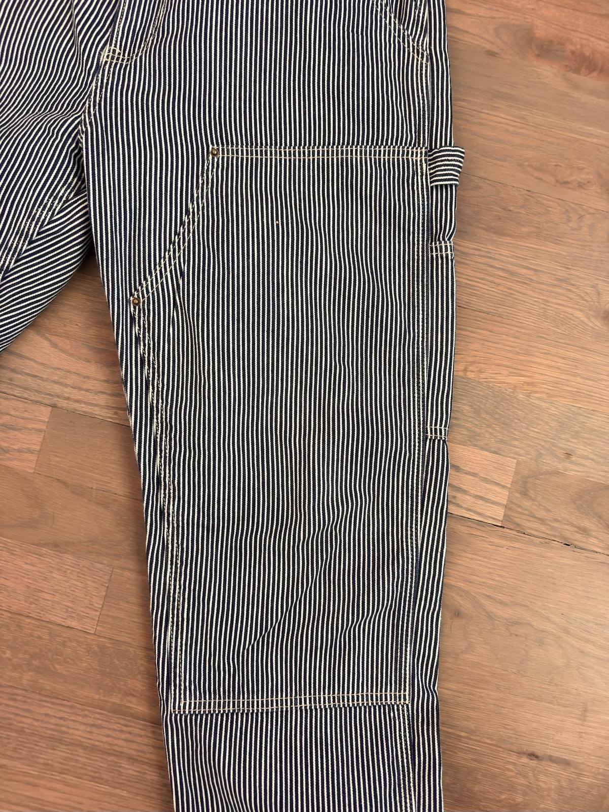 Gap Mens Striped Double Knee Carpenter Blue/White Regular Fit Mid Rise Pockets