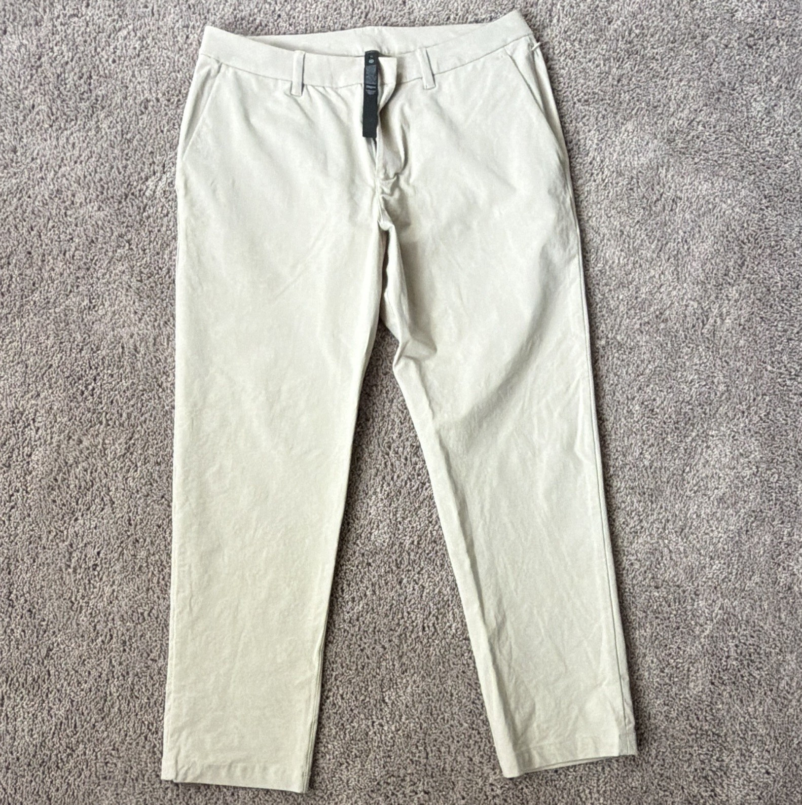Luluemon Men’s Beige Slim Fit Chino Pants 36W Tapered Cotton Twill Pockets