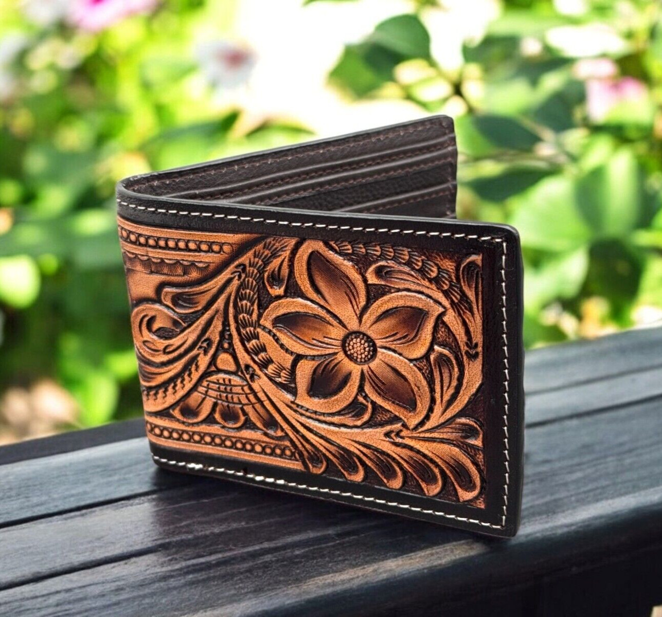 Men’s Western Wallet Genuine Leather Hand Crafted Cowboy Bifold Wallet