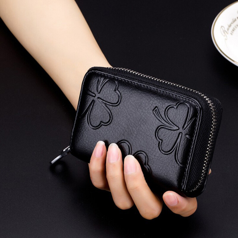 Women Mini Wallet Leather Credit Card Holder RFID Blocking Zipper Pocket Bag US
