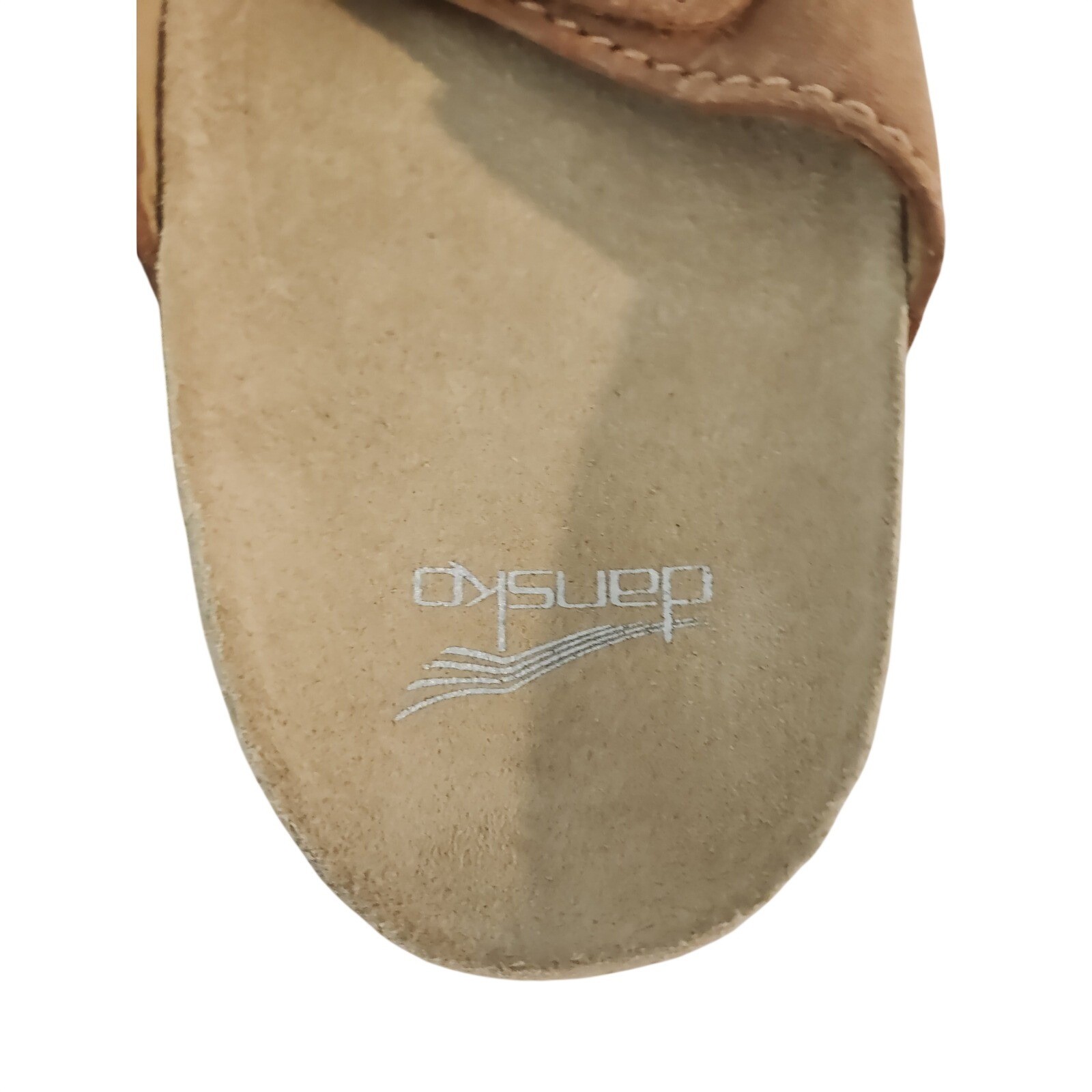Dansko Dayna Tan Nubuck Leather Double Buckle Slide Sandals Vibram Sole 39