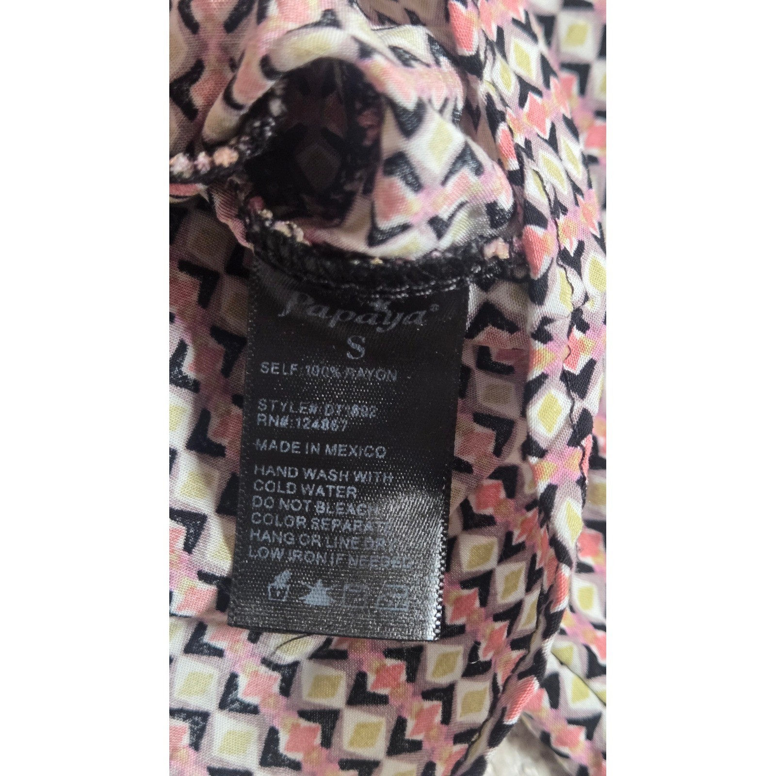Maison d’Amelie Pink Geometric Tie Front Balloon Sleeve Crop Top XS
