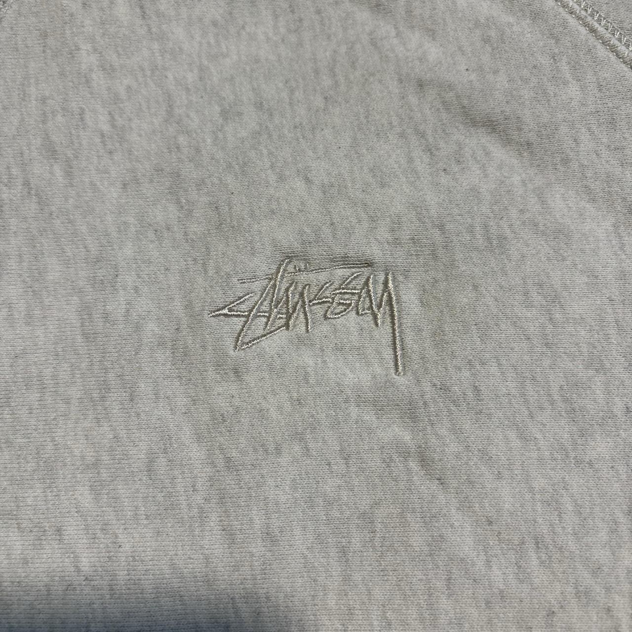 Stussy Men’s Gray Fleece Cotton Crewneck Sweatshirt Short Sleeve M Logo