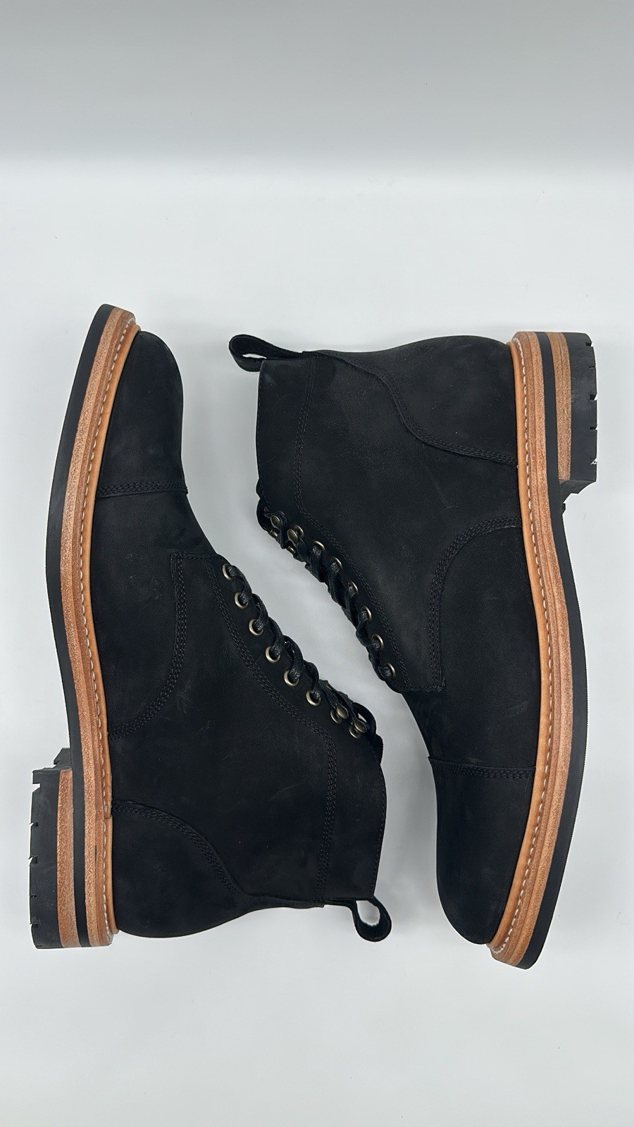 Taylor Stitch Cap Toe Moto Boot in Weatherproof Black Suede Men’s Size 12 D NEW