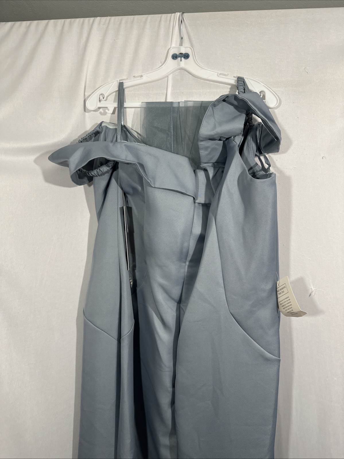 NWT $570 Marsoni [PLUS 24 ] 1142 Off Shoulder Mermaid Gown in Wedgewood J2355
