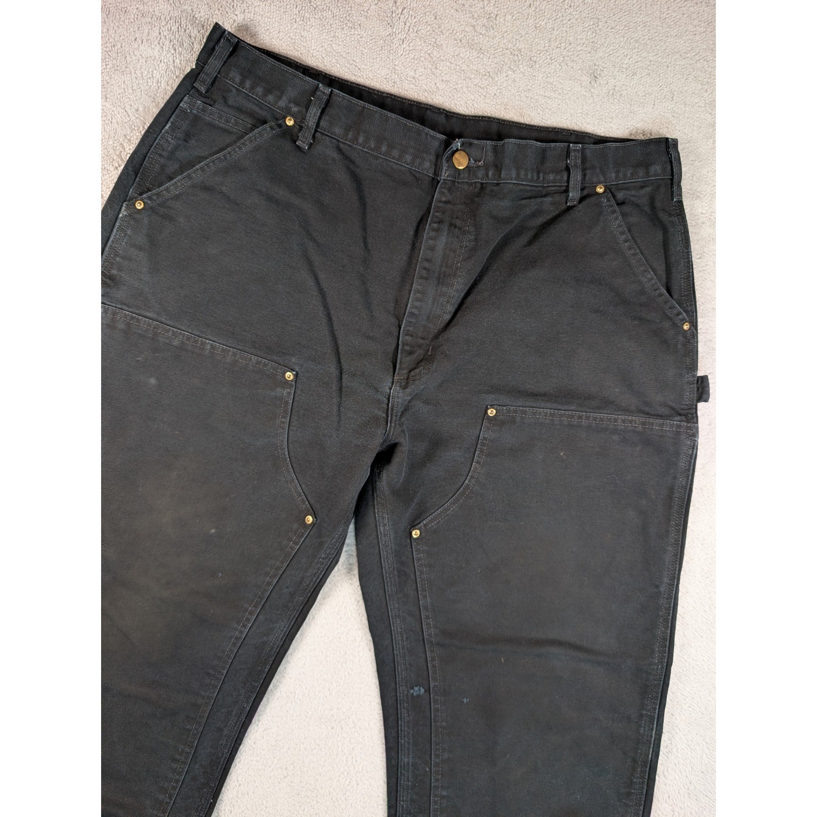 Carhartt B01 BLK Double Knee Work Pants Mens 40×32 Black Duck Canvas USA Made