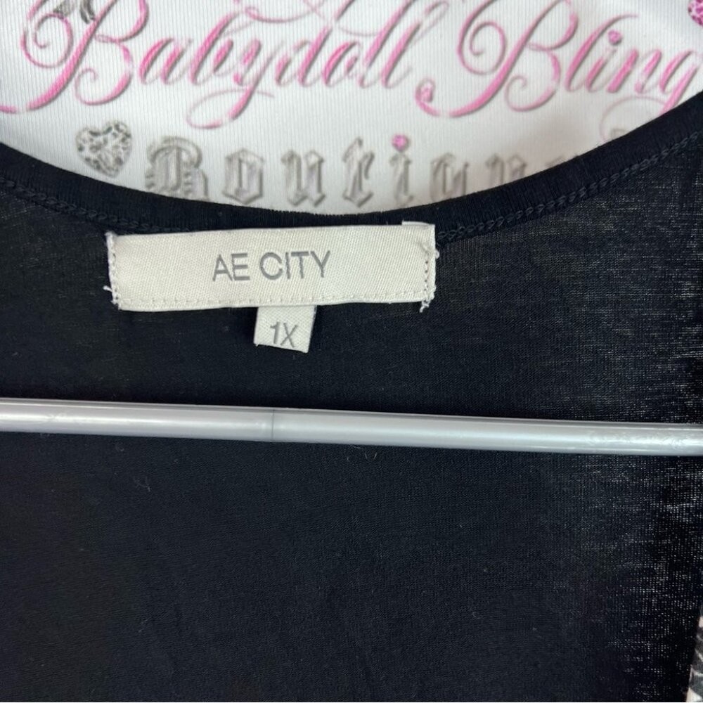 Ae city tank top newspaper print news Black and Purple Graphic Dress with Zipper