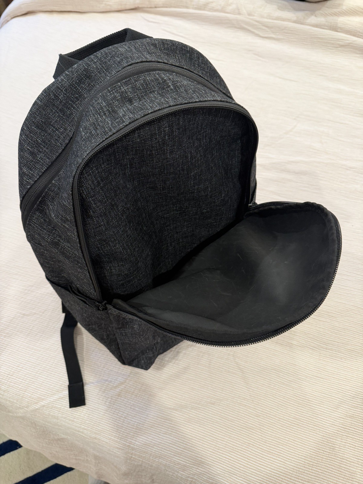 Everlane Modern Commuter Backpack Gray Denim Black Leather