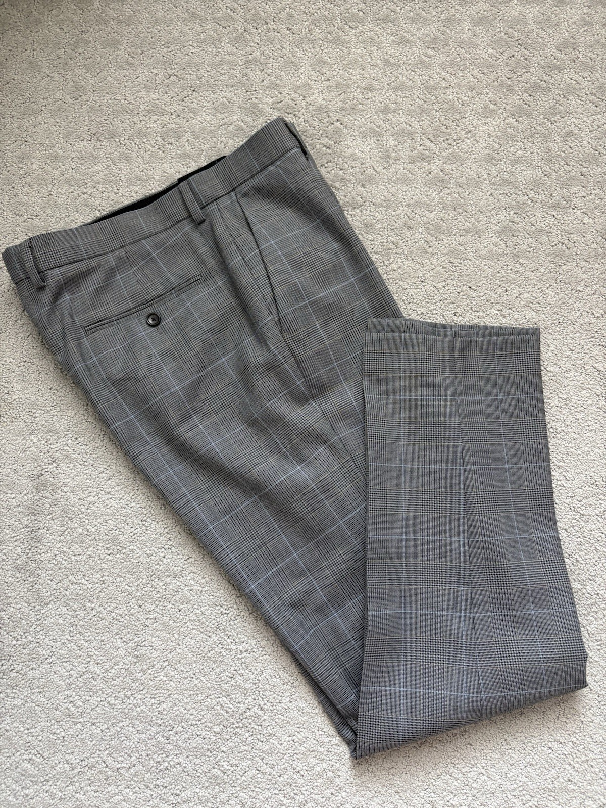 J.CREW Men’s Gray Plaid Ludlow Wool Blend Stretch Dress Pants 34 Straight