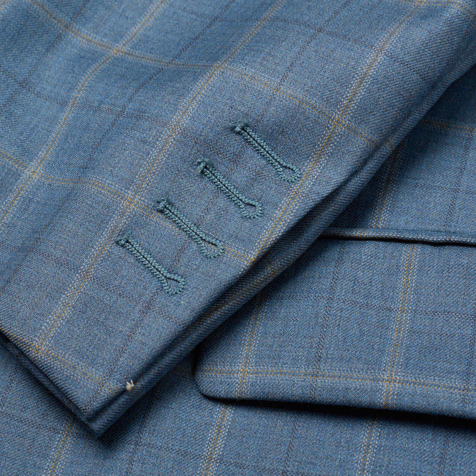 VANNUCCI Milano Blue Windowpane Wool Super 130’s Jacket EU 46 NEW US 36