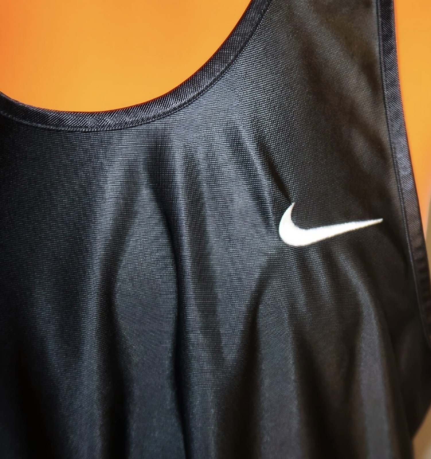 Vintage 90s Nike Basketball Jersey Tank Top XL Satin Black Silky Shiny