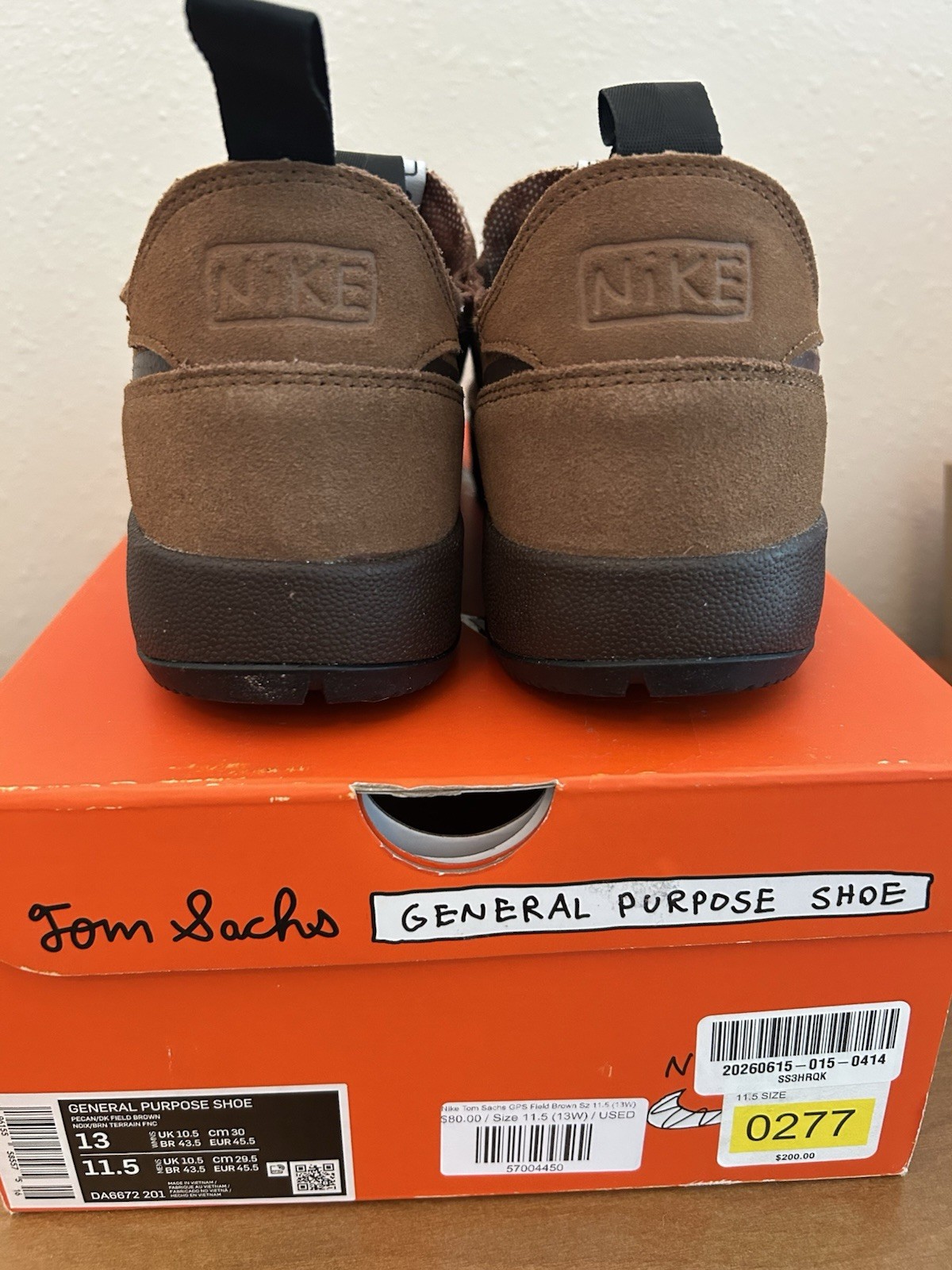 NikeCraft General Purpose Shoe Field Brown Size 13 / 11.5M DA6672-201 Tom Sachs