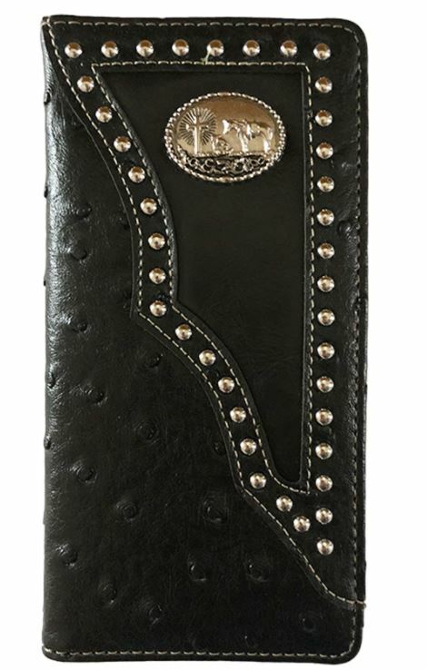 Cross Praying Cowboy Mens Wallet Western Bifold Check Book Style W011-33 Black