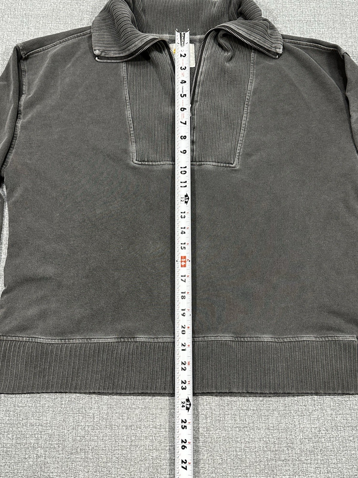 C&C California Half Zip Pullover Sweatshirt Gray Washed Funnel Neck Women’s