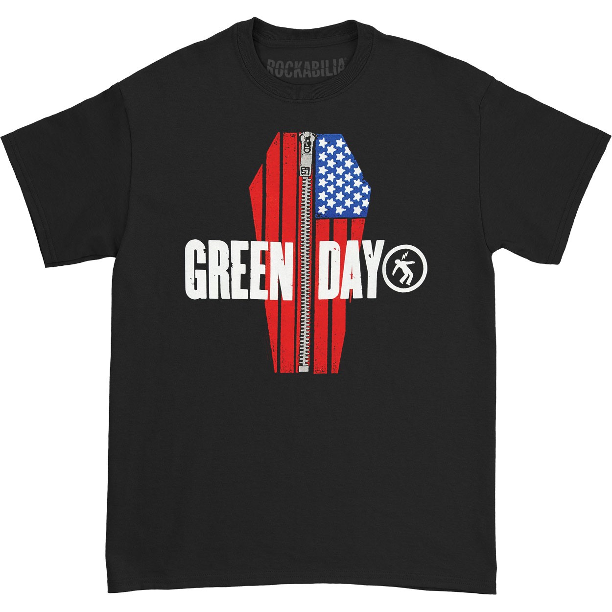 Men’s Green Day Zipper T-shirt Small Black