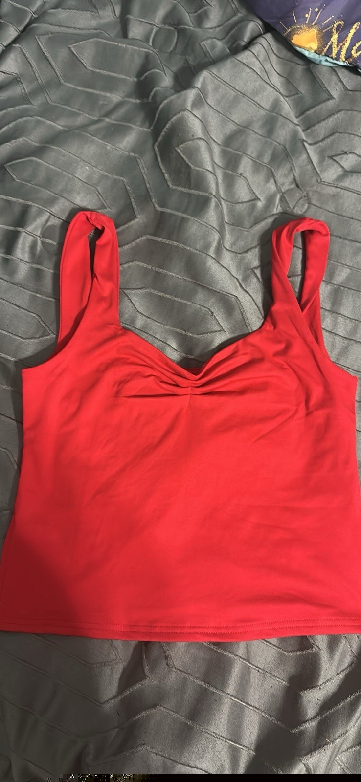 Women’s Red Cropped Tank Top m Sweetheart Neck Wide Strap Knit Stretch Pullover
