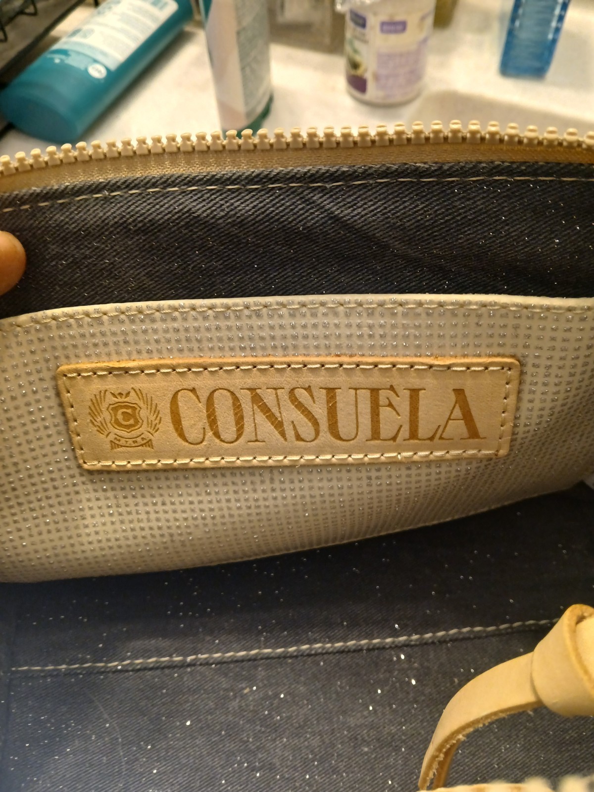 Consuela Tan/Black Animal Print Shoulder Bag Zip Top Tan Strap Silver HW