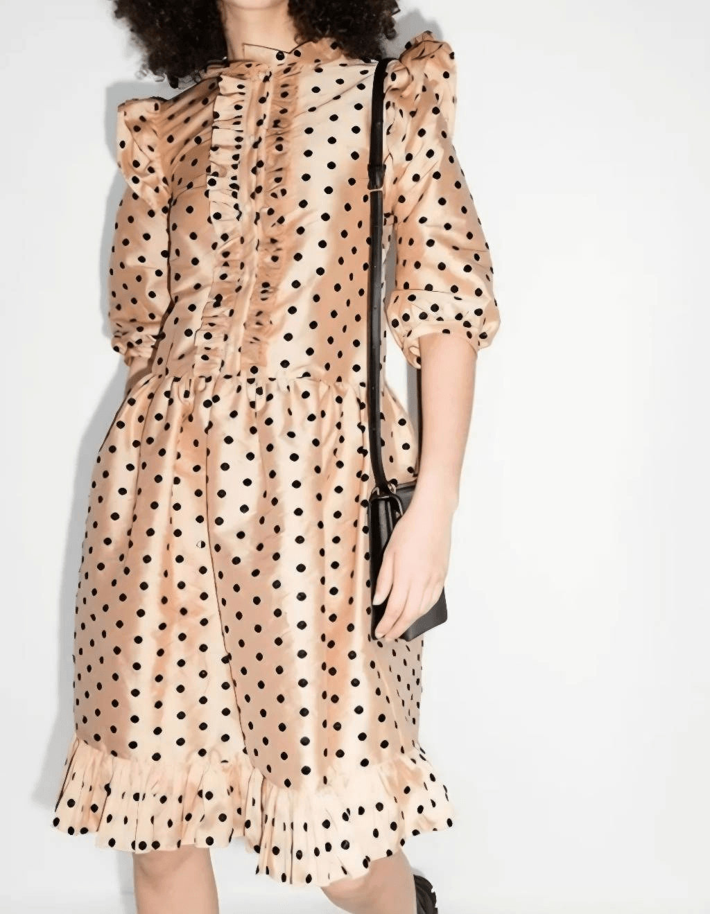 BATSHEVA Claudette Ruffled Polka-Dot Silk Dress sz 2