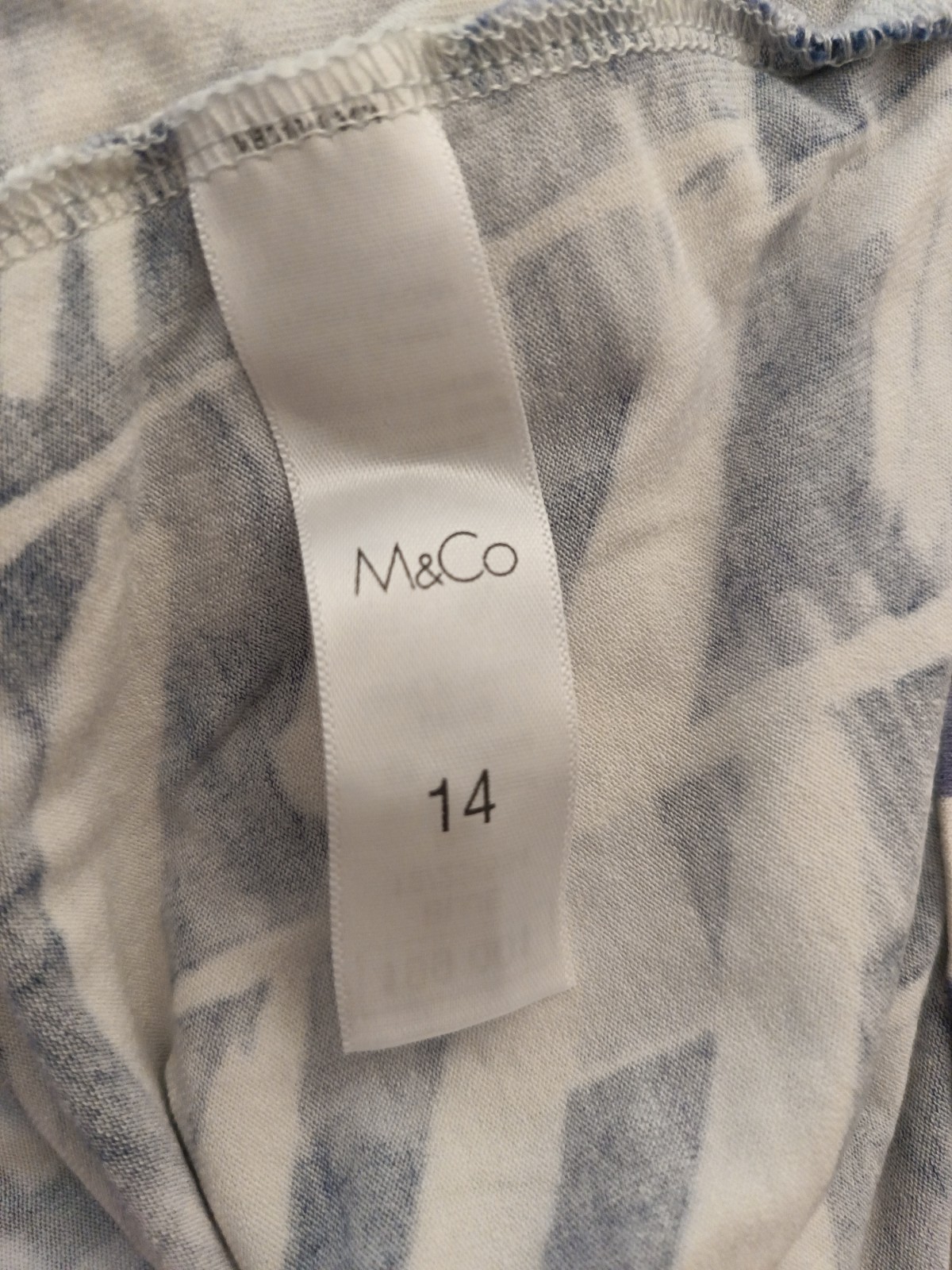 M&Co Blue White Patterned Colourful Knee Length Summer Day Dress Size 14 Party