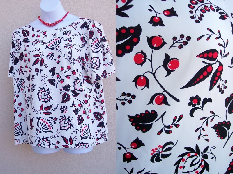 Talbots Plus NEW $90 Red Black White top plus size 2x cherry berry blouse shirt