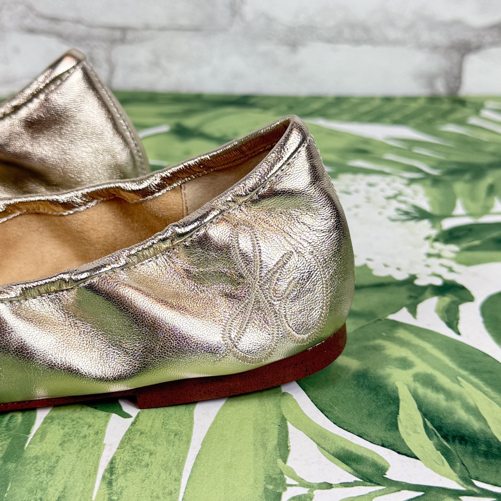 SAM EDELMAN NEW Felicia Jute Metallic Leather Ballet Flat