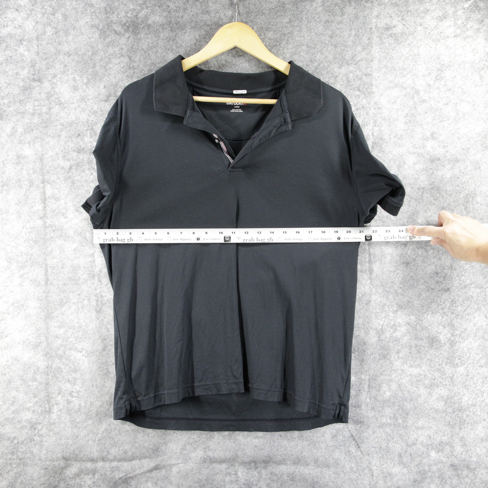 UNTUCKit Polo Shirt Mens Large Black Short Sleeve Casual Cotton Made Sri Lanka