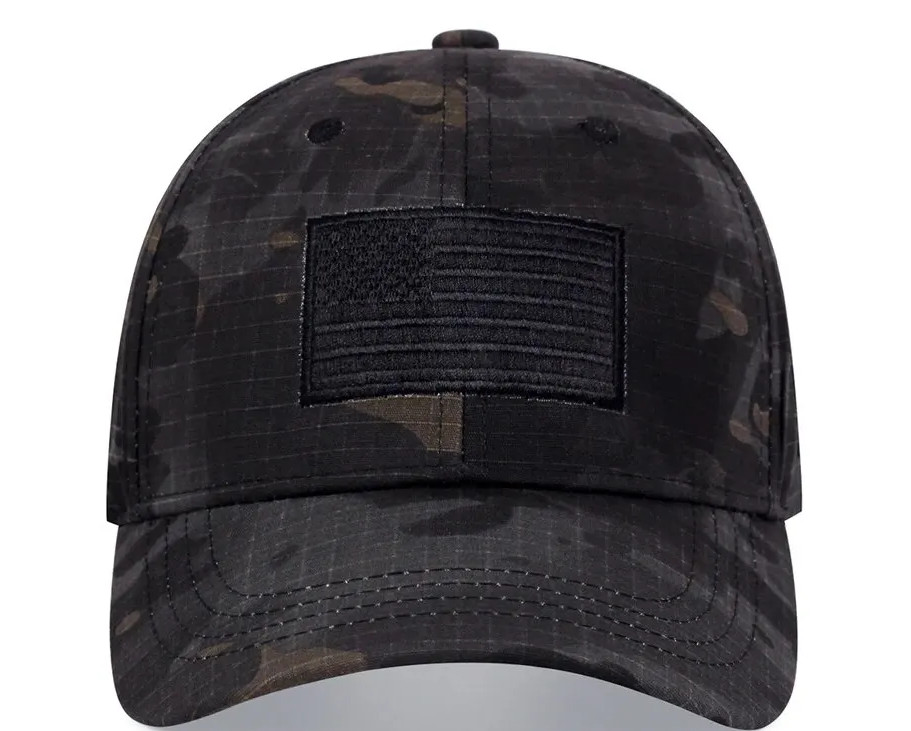 USA Tactical American Flag Black Camo Camouflage Cap Hat Army Military Baseball
