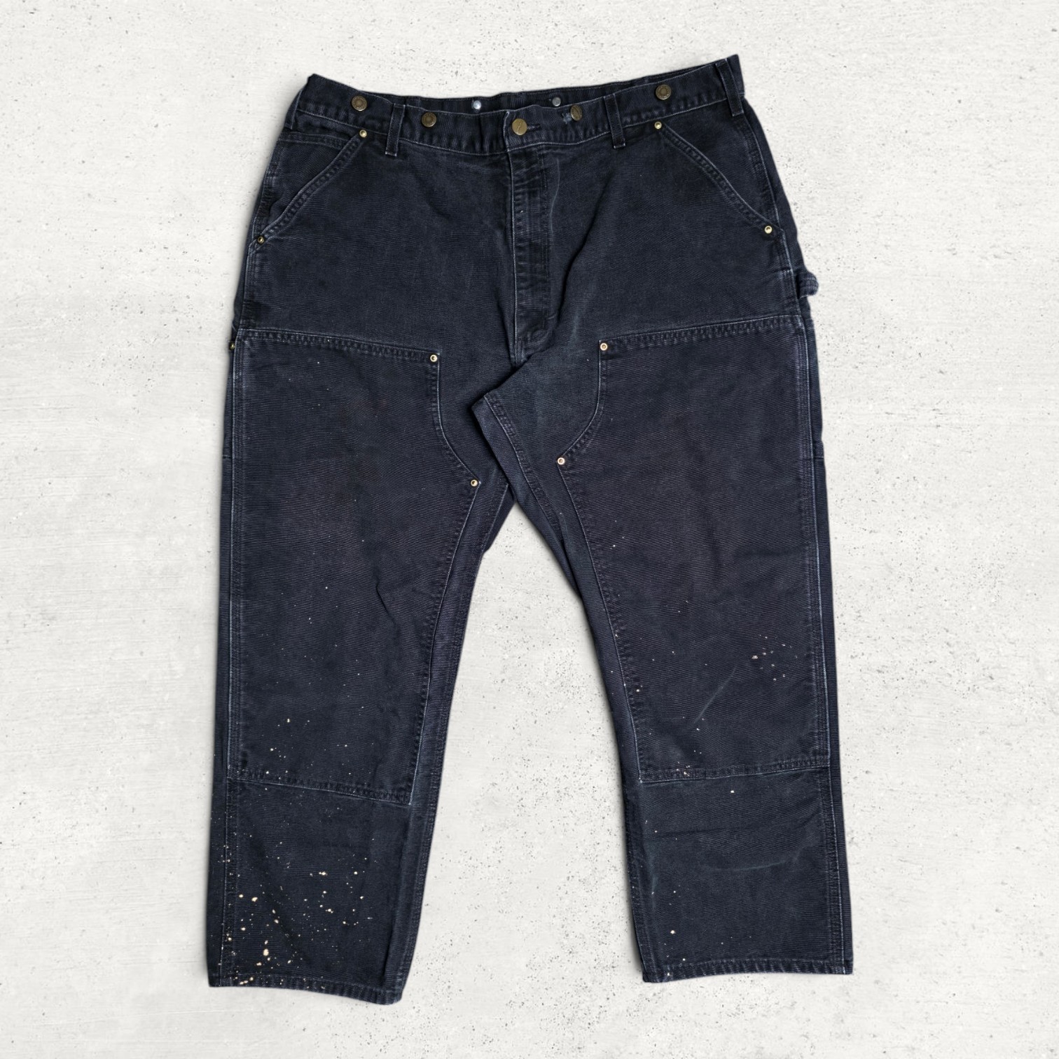 Carhartt B01 BLK Double Knee Mens 42×30 Canvas Carpenter Pants Made in USA Paint
