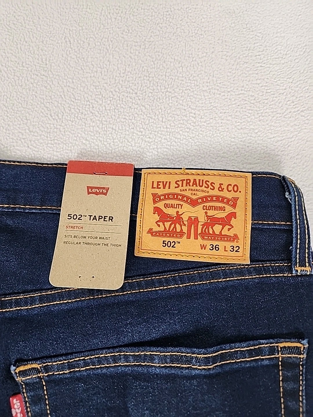 Levi’s 502 Regular Fit Zip Fly Tapered Leg Denim Jeans 36X32 Men’s Dark Blue