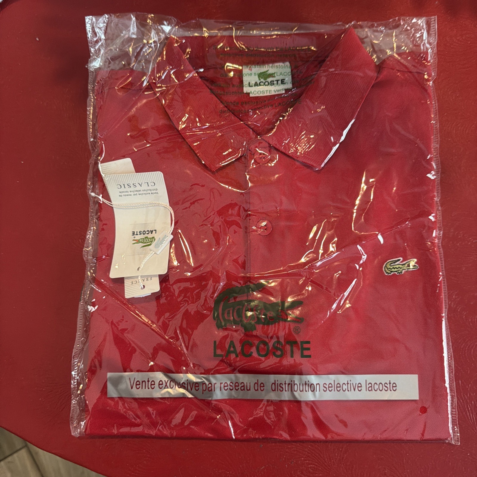 Lacoste Men’s Short Sleeve Cotton Logo Casual Polo Shirt Red