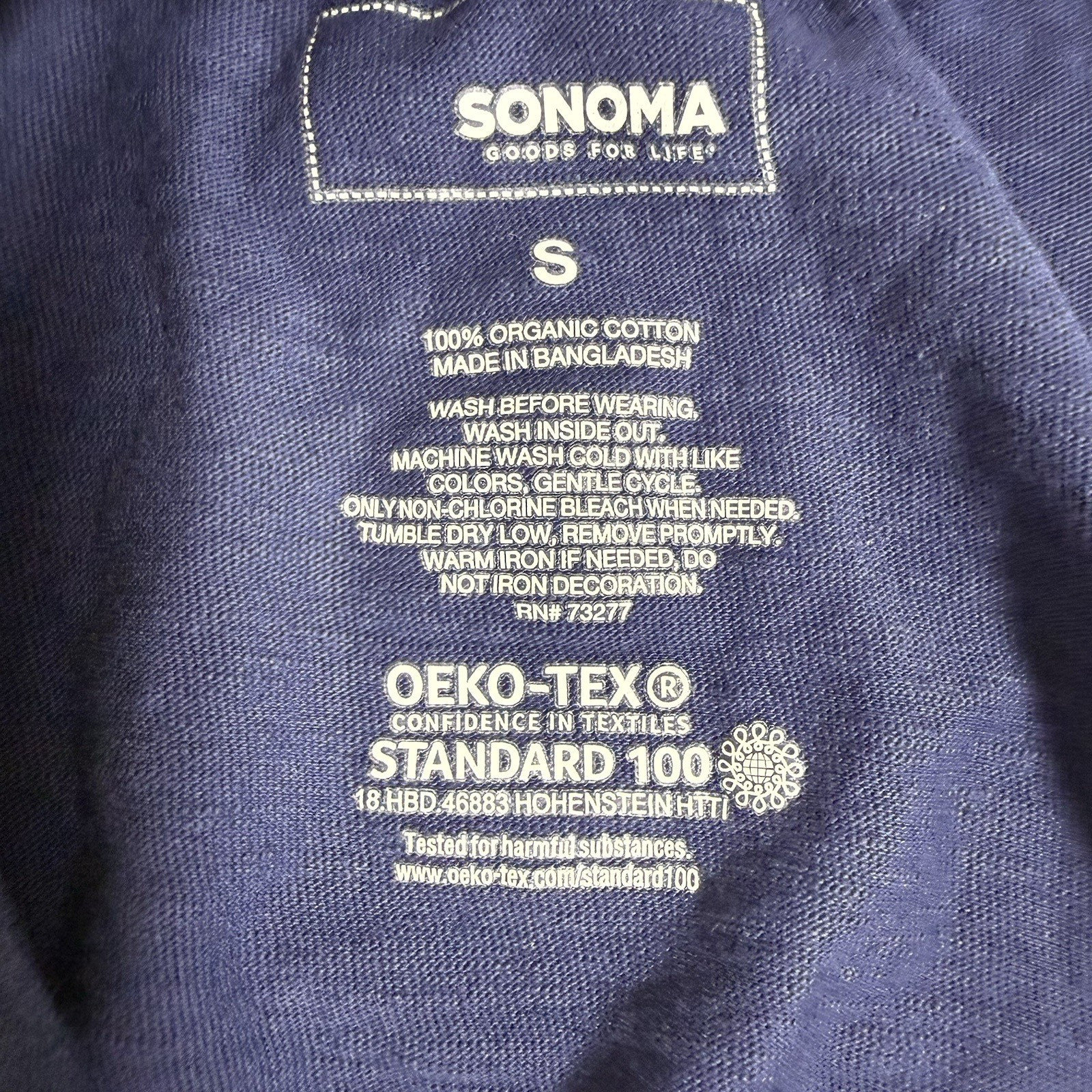 Sonoma Women’s Tank Top Small Navy Blue Tropical Organic Cotton Sleeveless Tee