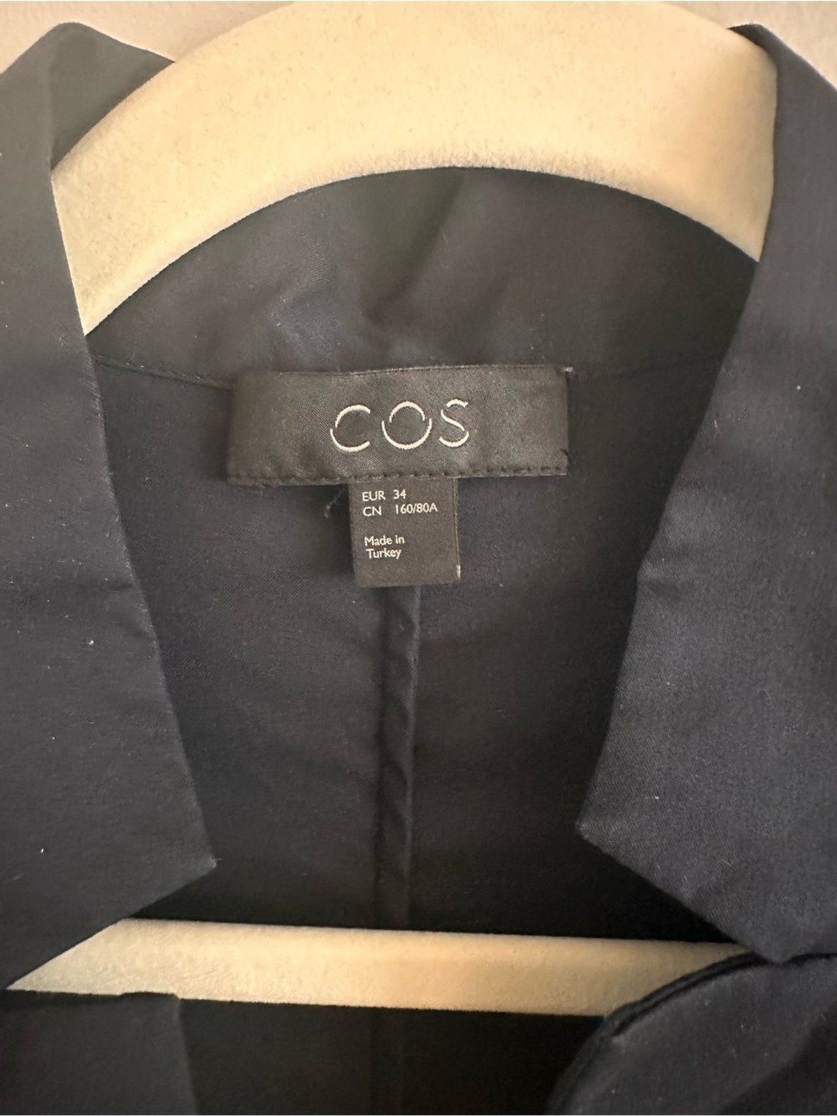 COS Navy A-Line Shift Dress 3/4 Sleeve Pockets Minimalist EU 34 US 4