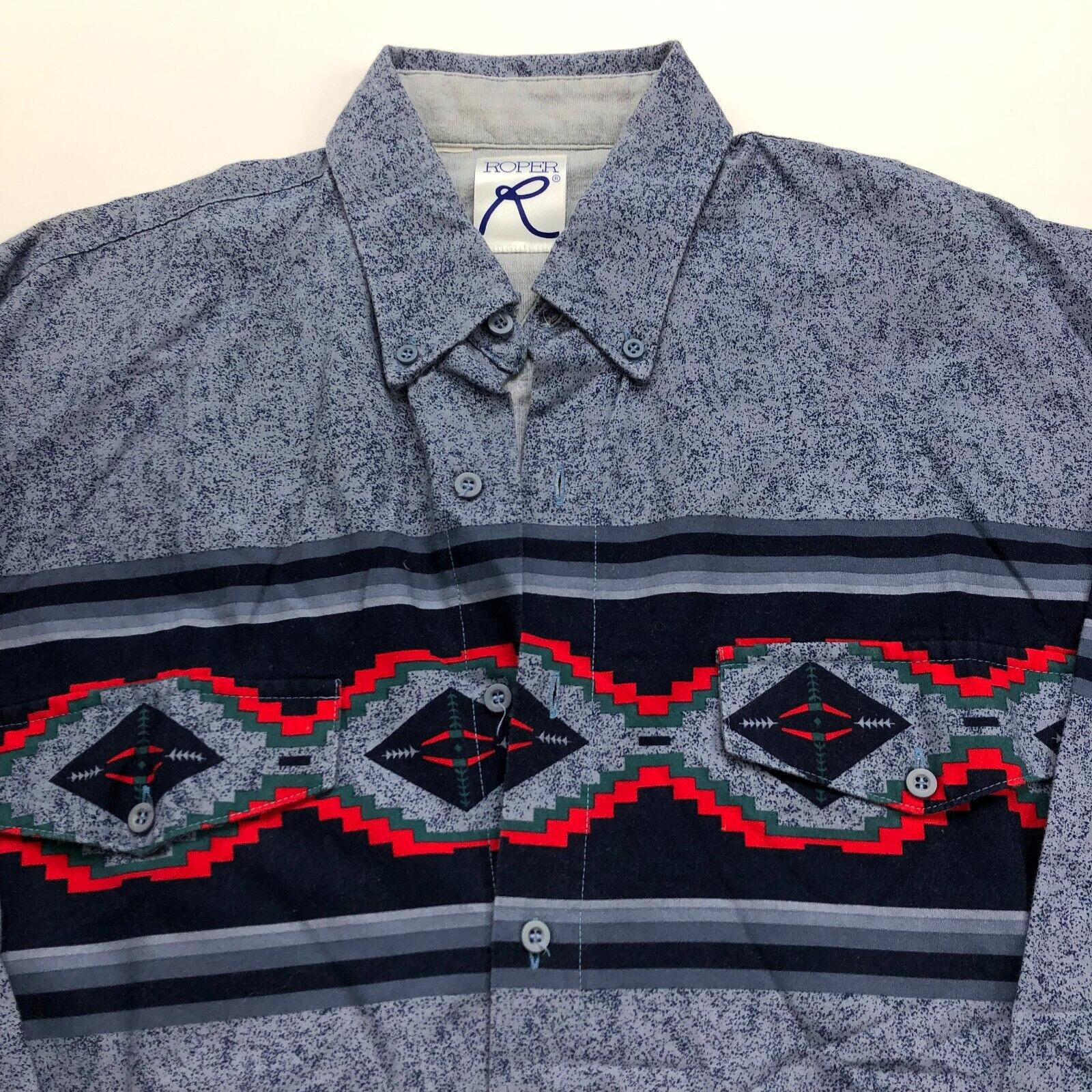 Roper 16.5 / 35.5 Western Wear Aztec Southwestern LS Cotton Casual Collar Shirt
